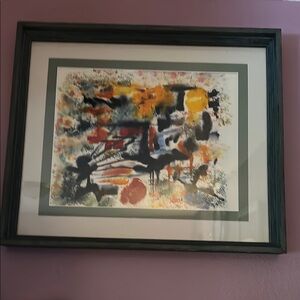 Abstract Art Print with grey Frame